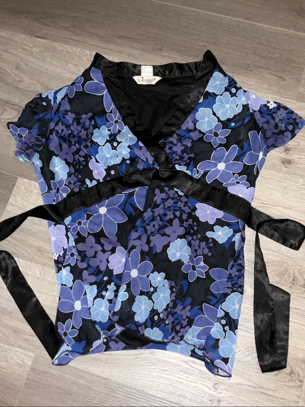 Jessica Blue and Purple Floral Wrap Top